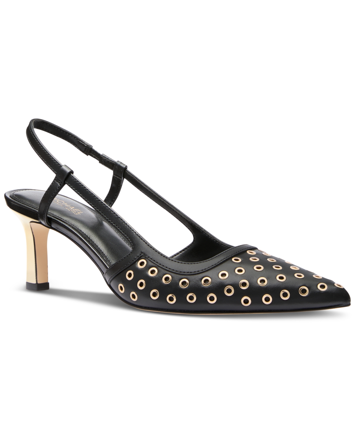 Michael Kors Michael  Women's Alora Pointed Toe Mid Heel Slingback Pumps In Black