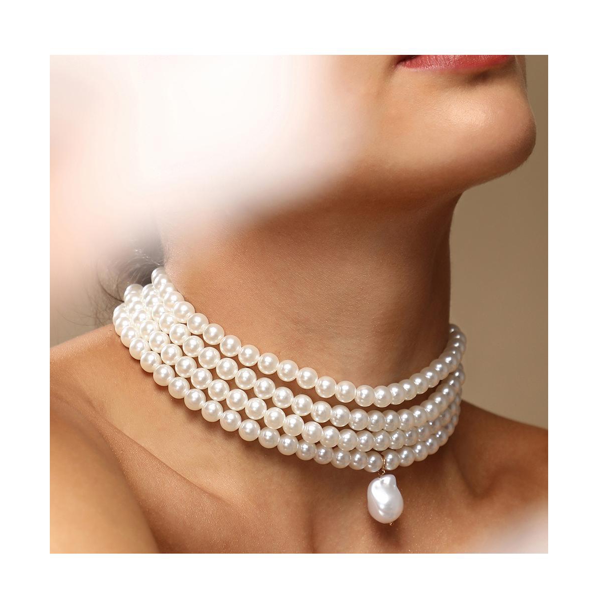 Sohi Women's The Small Jackie Statement Necklace In White