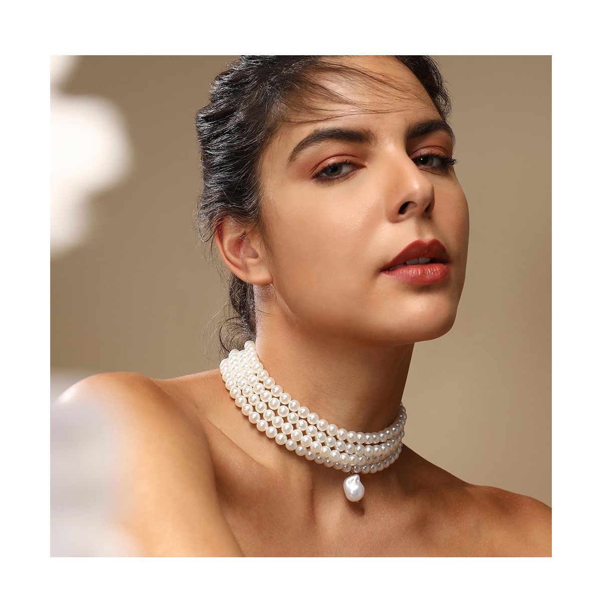 Sohi Women's The Small Jackie Statement Necklace In White