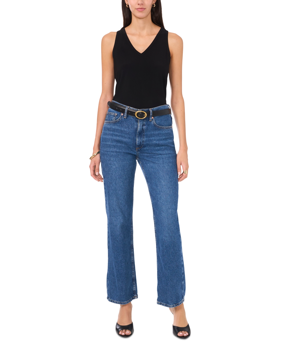 VINCE CAMUTO WOMEN'S V-NECK KEYHOLE SLEEVELESS TOP 