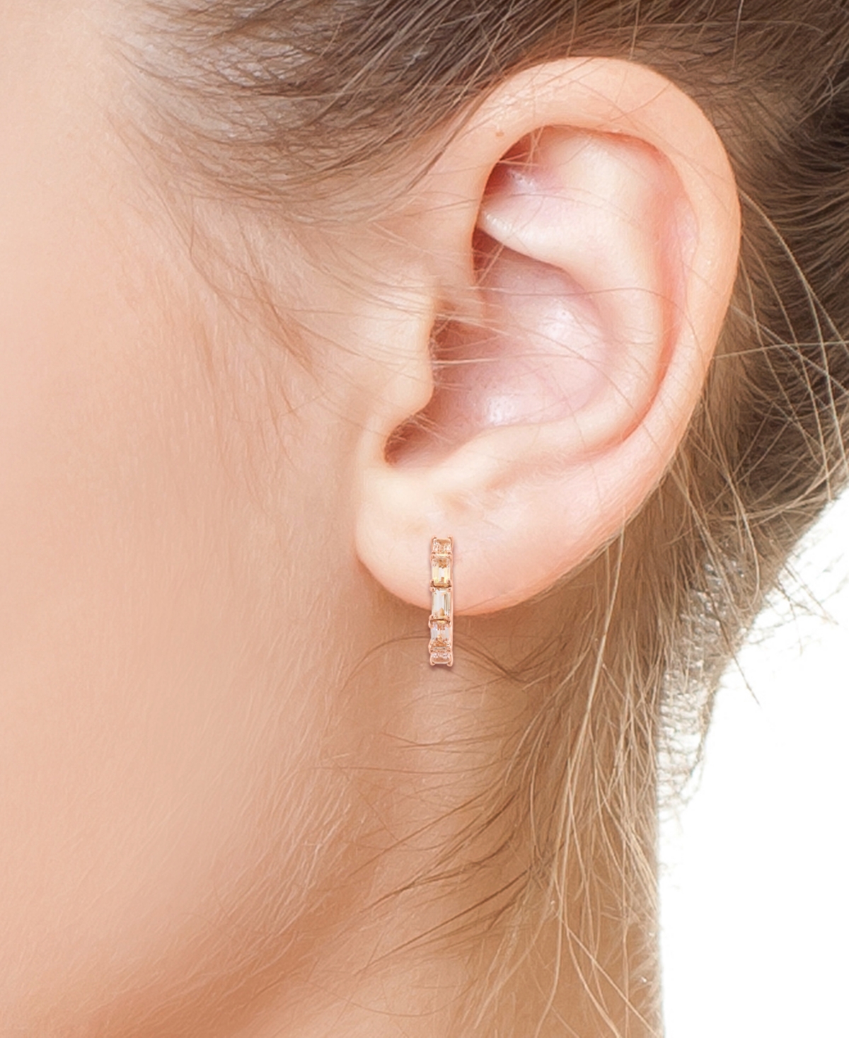 Effy Collection Effy Morganite Small Huggie Hoop Earrings (2-7/8 Ct. T.w.) In 14k Rose Gold-plated Sterling Silver, In Morganite