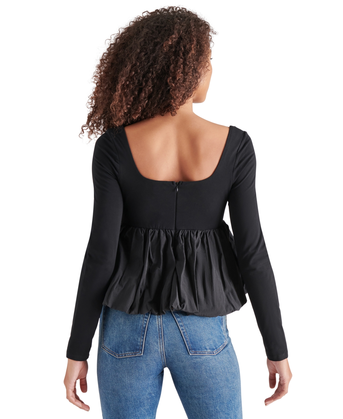 Steve Madden Avielle Bubble Hem Top In Black