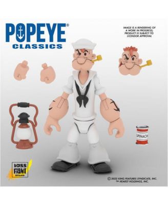 Boss Fight Studio in White Sailor Suit Popeye Classics Wave 2 Collectible Action Figure – Highly Articulated Figurine with Accessories Including Spinach, Oil Can, and Alternate Head - 1:12