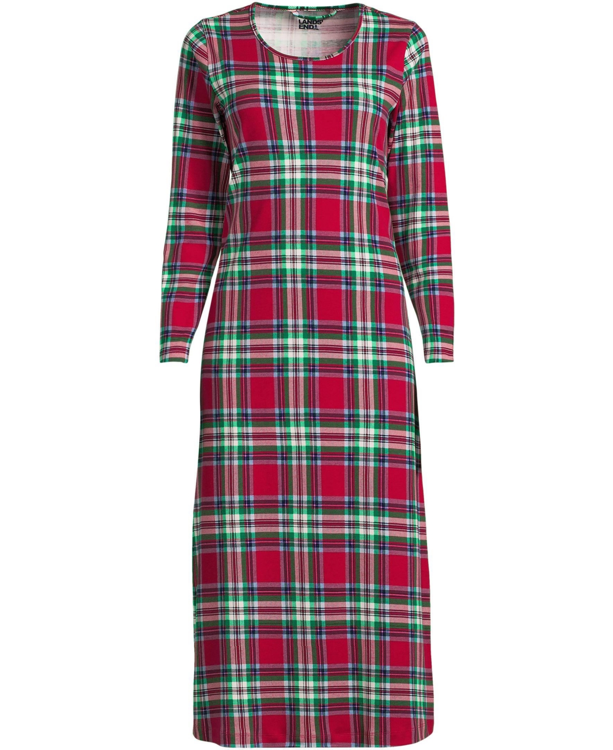Lands' End Plus Size Cotton Long Sleeve Midcalf Nightgown