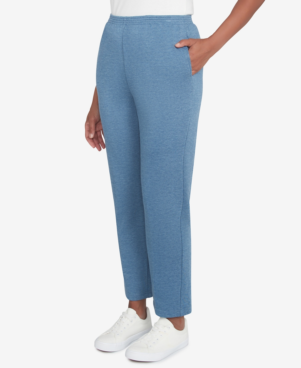 Alfred Dunner Petite Casual Fridays French Terry Knit Casual Short Length Pants In Denim
