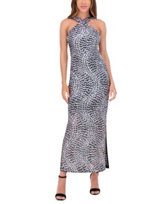 Women's Sequined Halter Maxi Dress