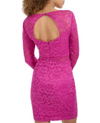 Women's Lace Long-Sleeve Open-Back Dress