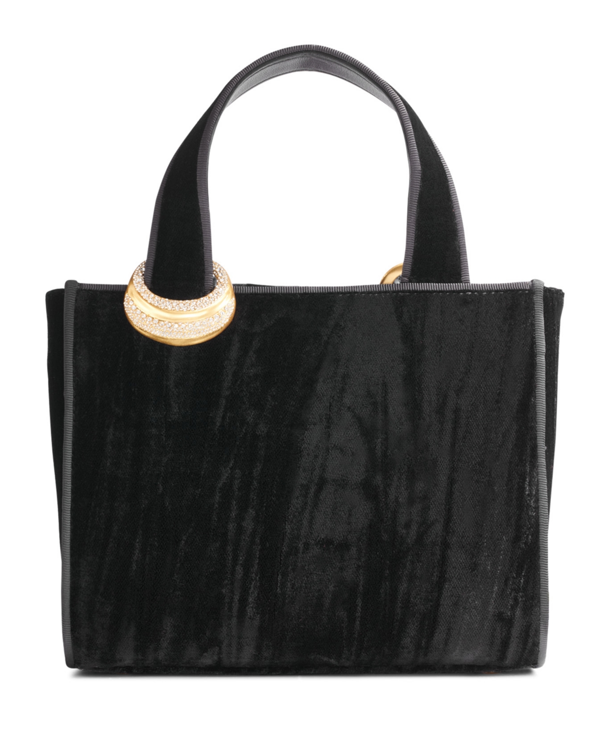 Donna Karan Hewlett Velvet Top Handle Buckle Crossbody Bag -Gold