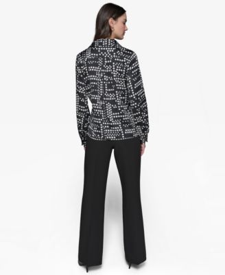 Women's Ruffled Dot-Print Blouse