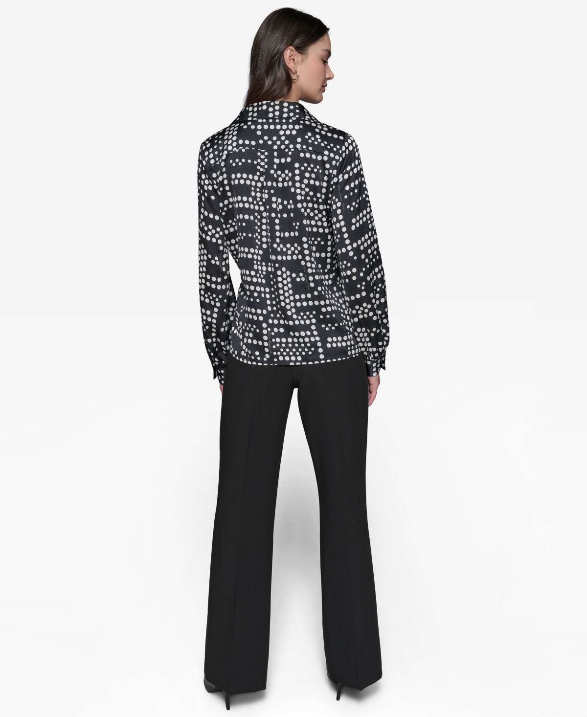 Shop Karl Lagerfeld Women's Ruffled Dot-print Blouse In Black,soft White Multi