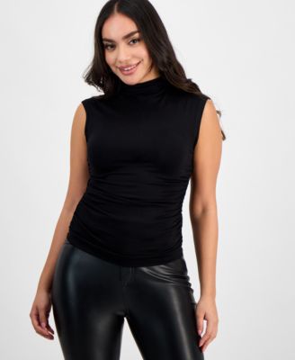 I.N.C. International Concepts - Petite High-Neck Side-Ruched Top