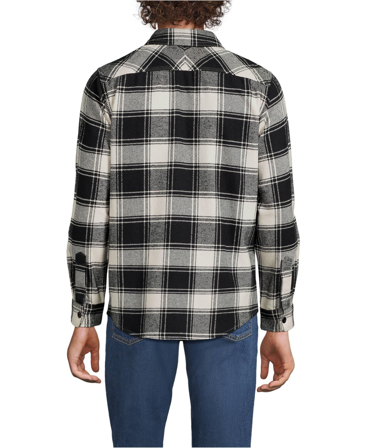 Lands' End Big & Tall Rugged Work Shirt -antique alabaster plaid