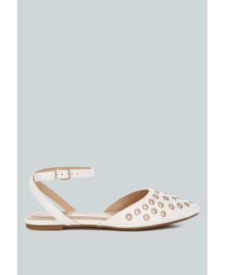 Chalcis Metallic Eyelet Detail Flat Sandals