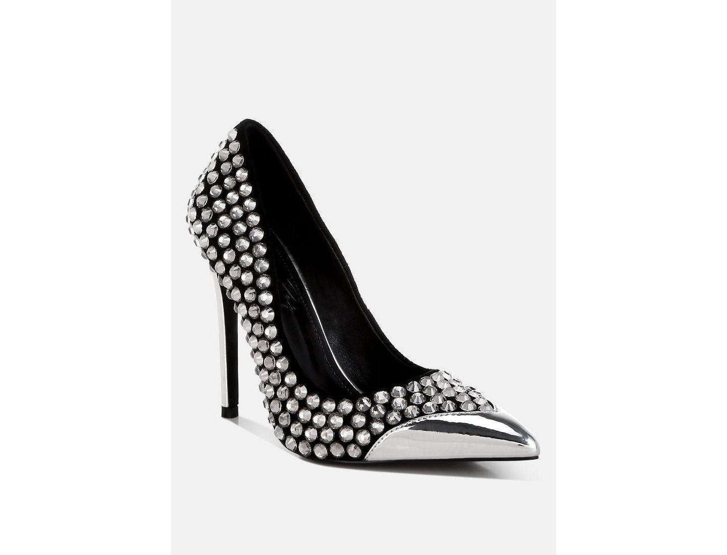Женские туфли London Rag Super Fan Diamante Embellished Stiletto Pumps, цвет: Чёрный — фото 2