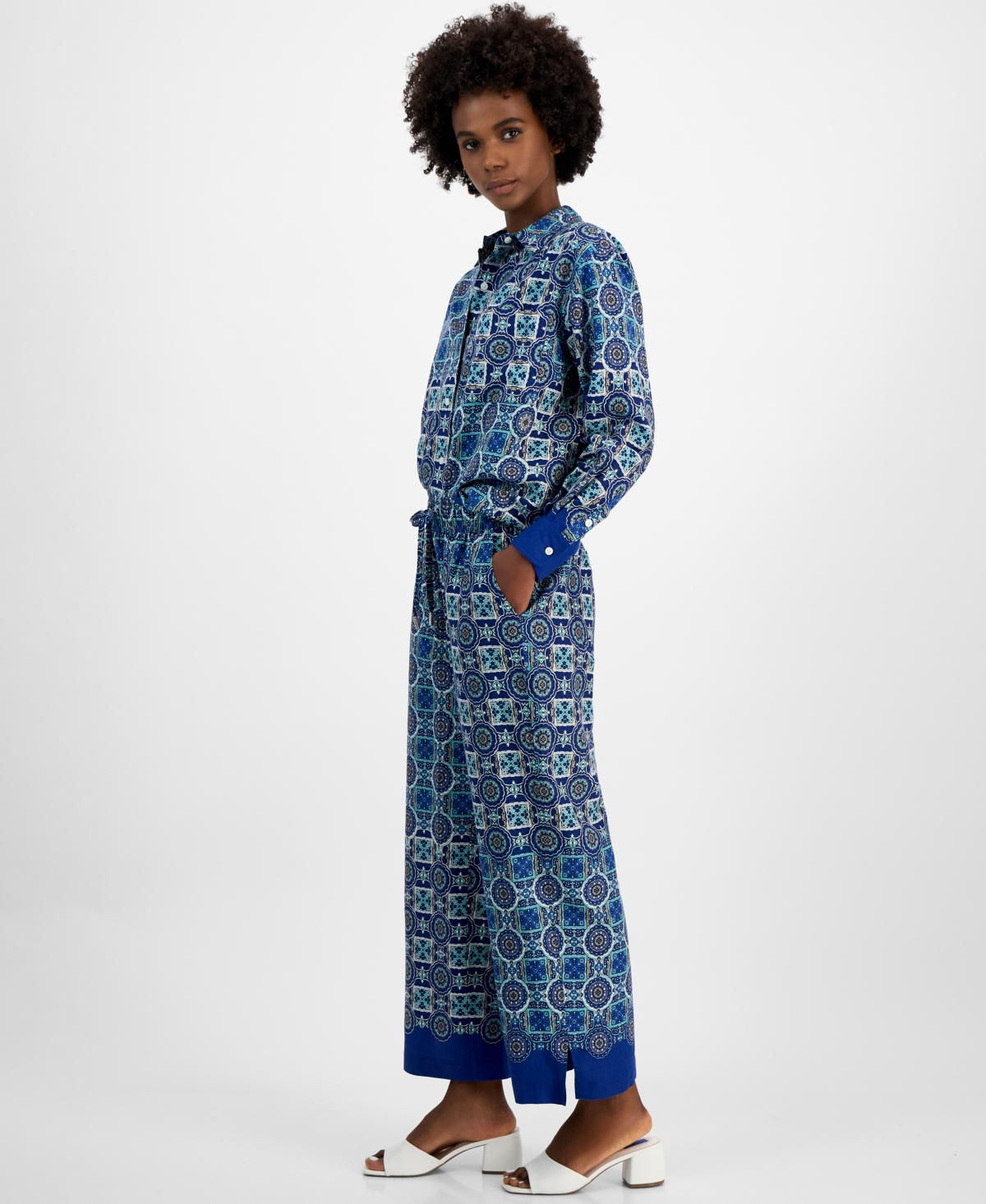 Nautica Jeans Women's Foulard-Print Straight-Leg Pants