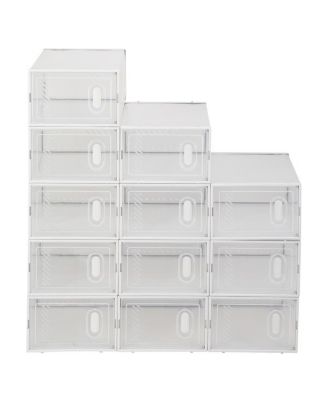 12 Clear Stackable Shoe Boxes – Plastic Shoe Organizer Set for Closet, Entryway & Sneaker Display