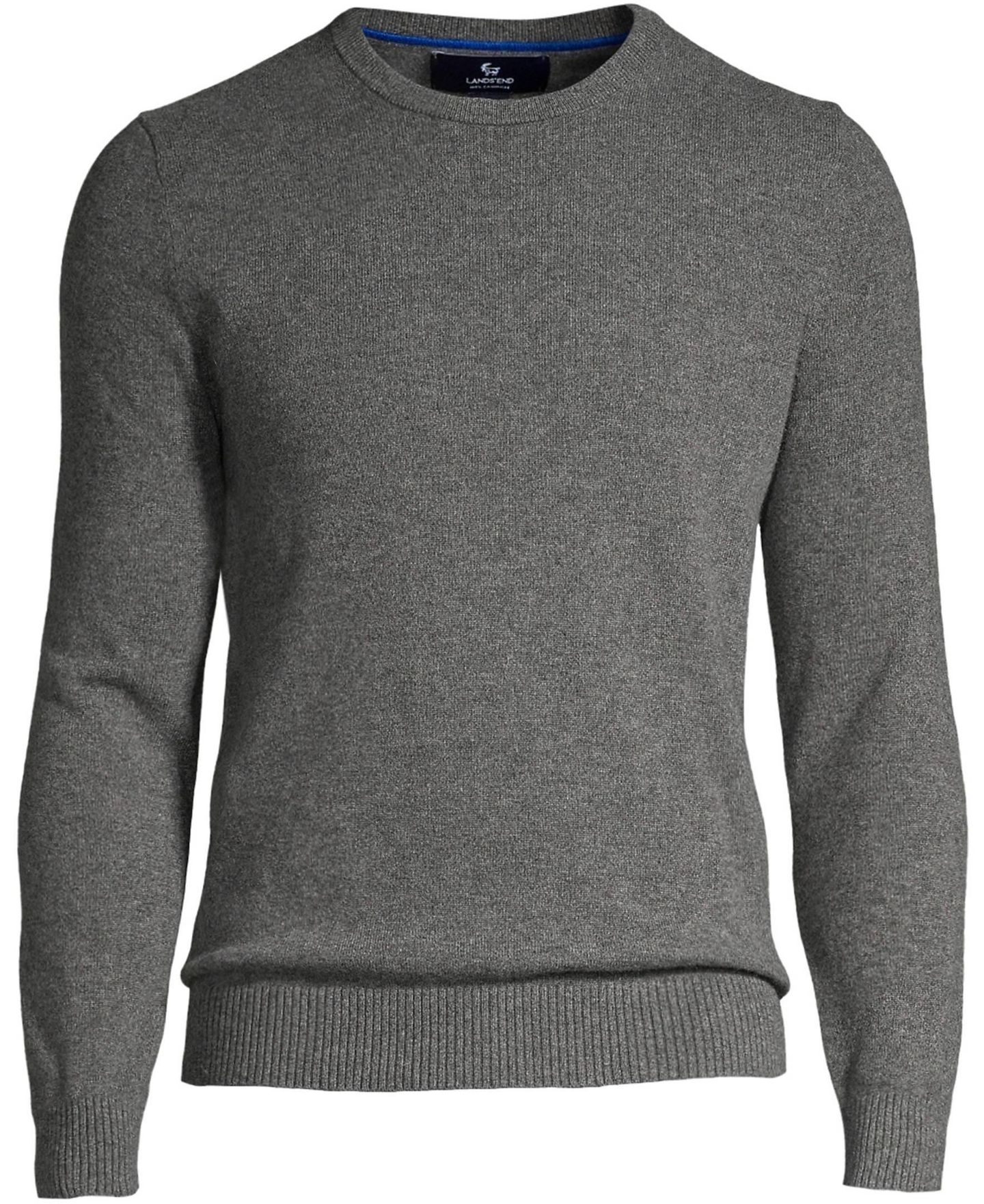 Мужской свитер Lands' End Big & Tall Fine Gauge Cashmere, цвет: Угольный меланжевый — фото 2
