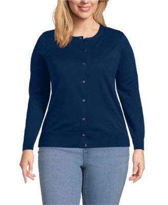 Plus Size Fine Gauge Cotton Cardigan Sweater