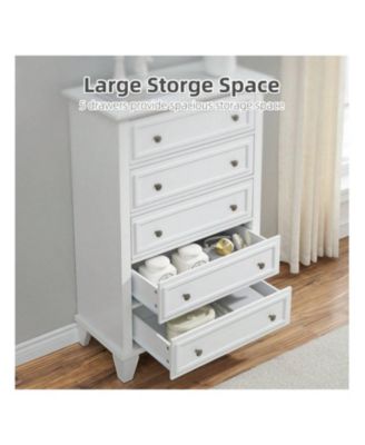 Chest Of Drawers, 5-Layer Dresser For Bedroom, Living Room, Entryway And Closet, Chest Of Drawers With Metal Handles, TV Stand, Closet Organizer And Storage Clothing, Vintage Tall Dresser For Bedroom, Living Room, Entryway And Closet