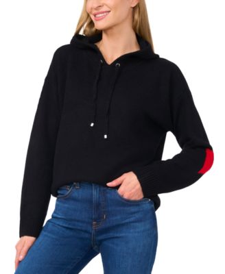 Women's Valentine's Crewneck Elbow Hearts Long-Sleeve Hoodie Sweater