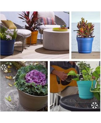 SP1426 Saturn Planter w/ Saucer 14 Bermuda Teal