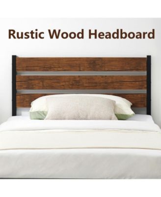 Full Size Bed Frame with Wooden Headboard and Footboard, Metal Platform Slats Heavy Duty Support, No Box Spring Needed, Under Bed Storage, Noise Free, Non-Slip, Easy Assembly, Mahogany