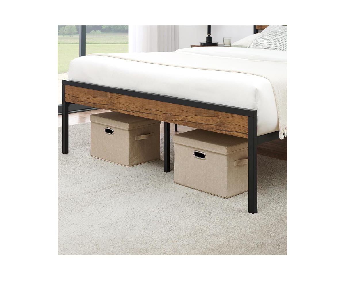 gaomon Size Bed Frame with Wooden Headboard and Footboard, Heavy Duty Metal Platform Slats, No Box Spring Needed, Under Bed Storage, Noise-Free