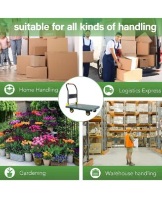 Foldable Push Hand Cart, Platform Truck with 880 lbs. Weight Capacity