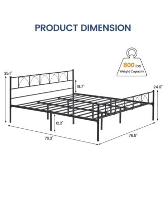 Metal Bed Frame KING Black, Sturdy Modern Stylish Iron Twin Bed Frame with Headboard and Footboard