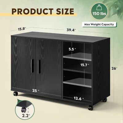 Office Storage Cabinet with Doors and Shelves, Lateral Printer Cabinet for Office Supplies and File Storage, Filing Cabinet for Home Office
