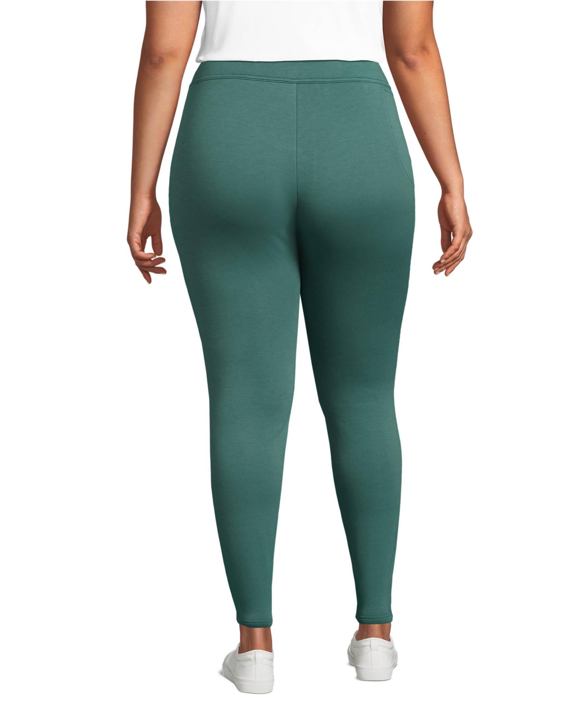 Lands' End Plus Size High Rise Serious Sweats Fleece Lined Pocket Leggings