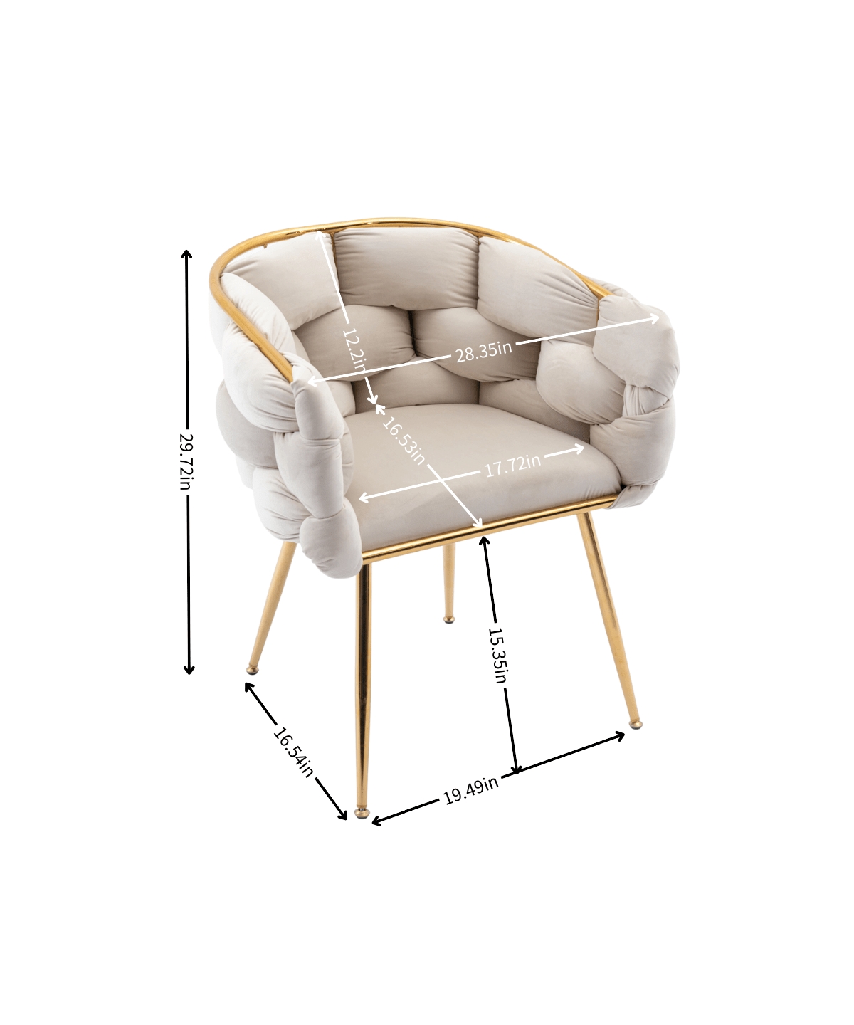 gaomon Velvet Accent Chair With Gold Legs Leisure Velvet Single Sofa Chair, Knitting Process, Lazy Person Household Dresser Stool, Stylish Cosmetic Ch