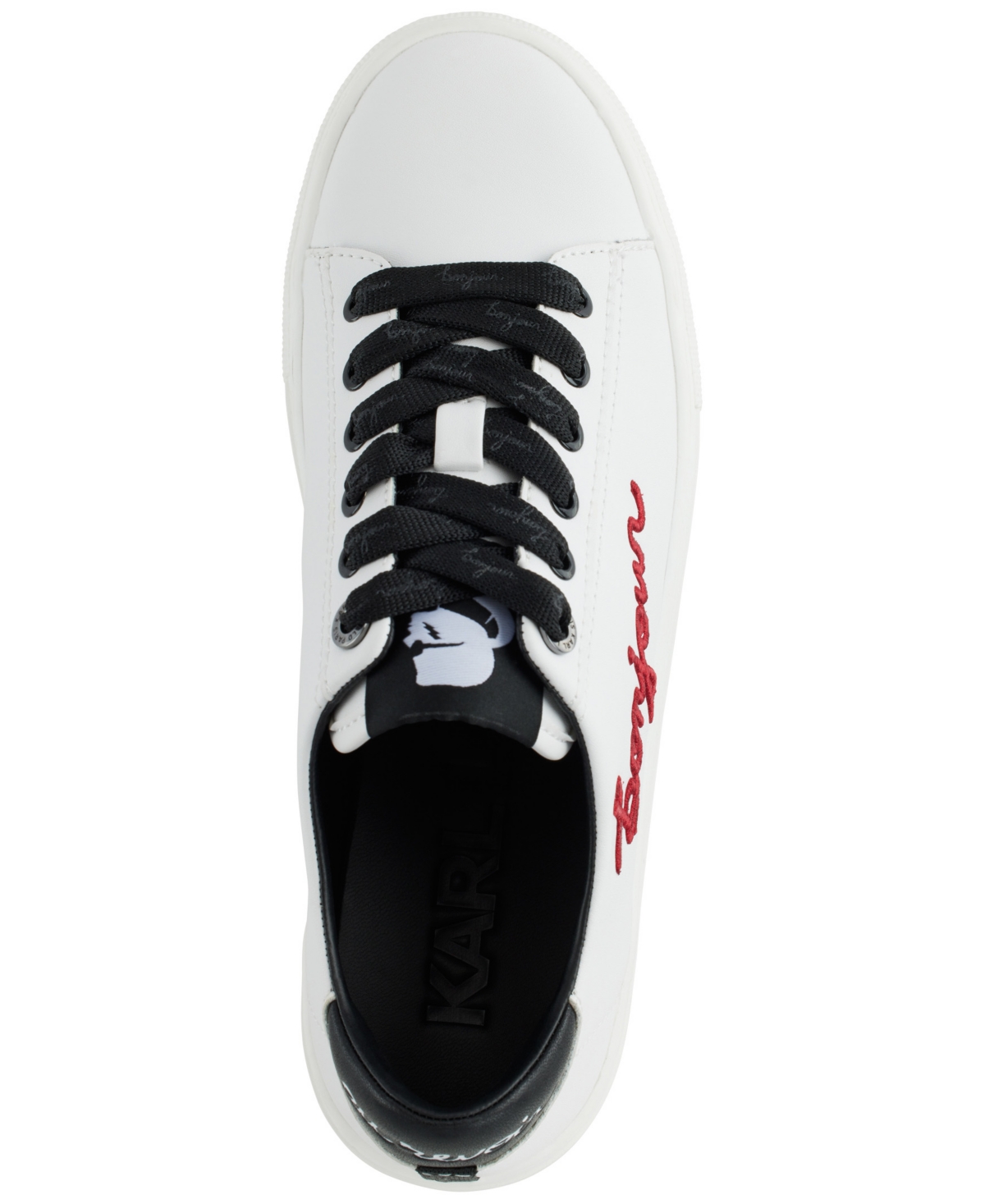 Karl Lagerfeld Women's Cate Sayings Lace Up Sneakers In Bright White,red Plum