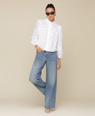 AVEC LES FILLES EYELET BLOUSE STUDDED JEANS