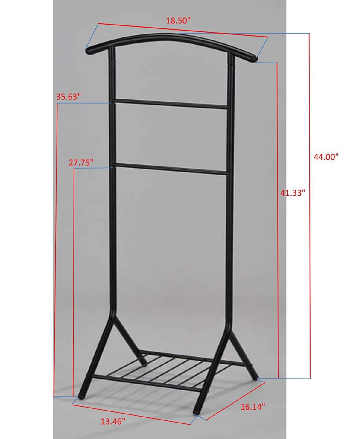Kings Brand Furniture Amos Black Metal Wardrobe Suit Valet Stand Organizer, Clothes Rack, Contour Hanger, Trouser Shoe Rack