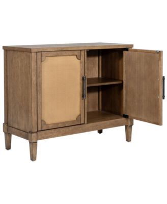36.5" Wood Salina Wide Woven Cane Accent Cabinet