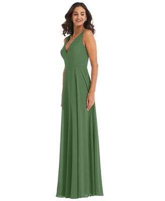 Women's Deep V-Neck Chiffon Maxi Dress