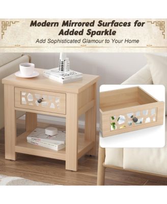 1 PC Engineered Wood Side End Table Nightstand w/ Drawer Wood for Living Room Bedroom Rustic Table Nightstand