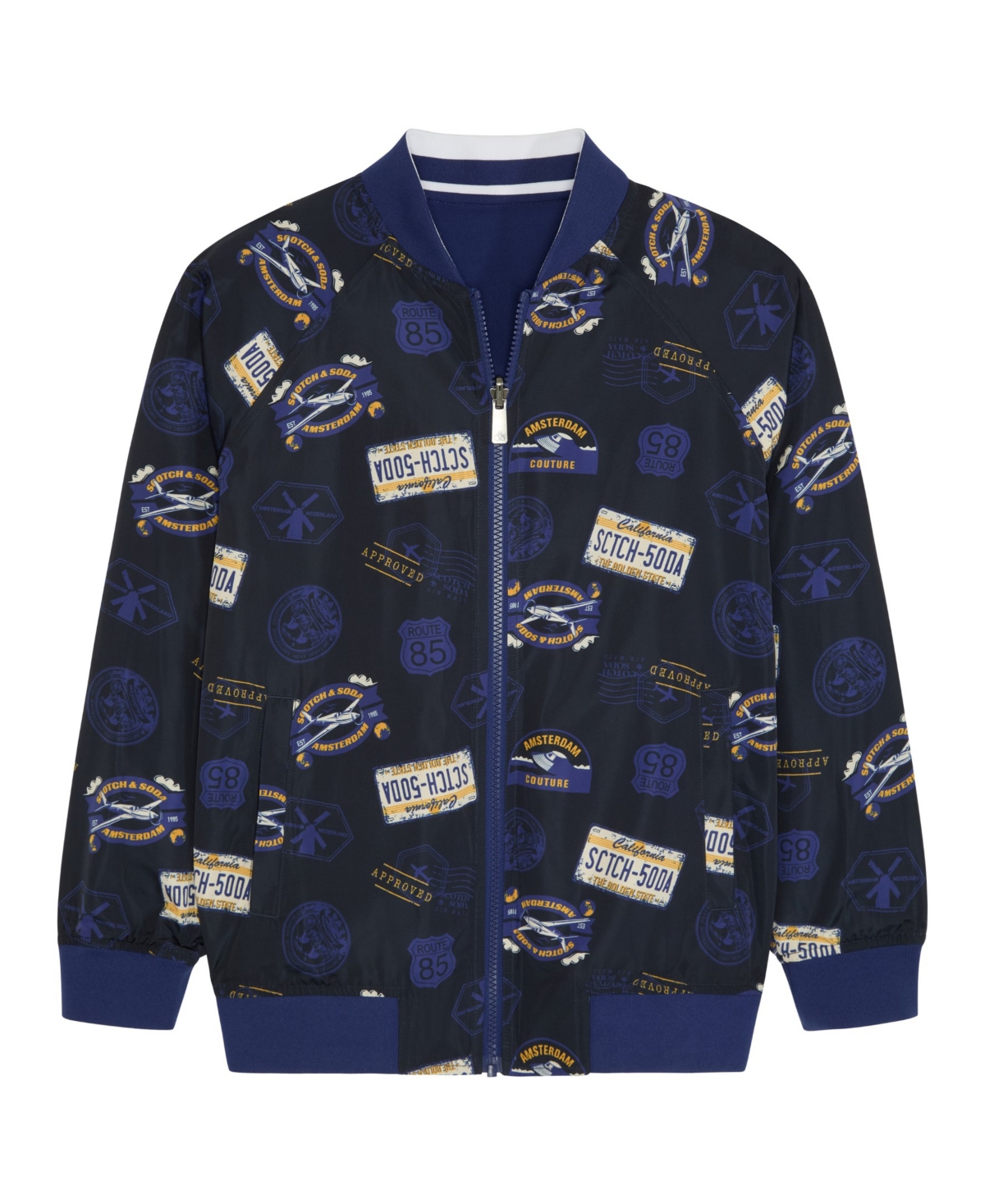 Scotch & Soda Big Boys Reversible Bomber Jacket In Evening Skies