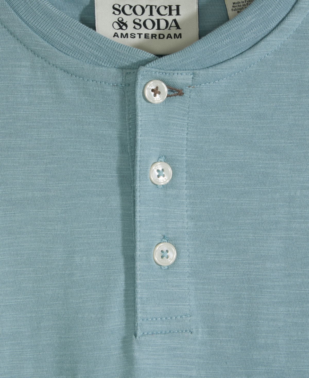 Scotch & Soda Big Boys Slub Jersey Henley T-shirt In Bay Blue