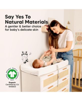 2pk Soothe Changing Pad Covers for Girl, Boy, Soft Cotton Contoured Diaper Changing Table Pad Covers