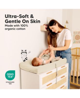 2pk Soothe Changing Pad Covers for Girl, Boy, Soft Cotton Contoured Diaper Changing Table Pad Covers