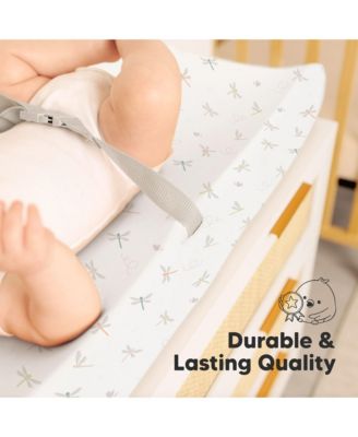 2pk Soothe Changing Pad Covers for Girl, Boy, Soft Cotton Contoured Diaper Changing Table Pad Covers