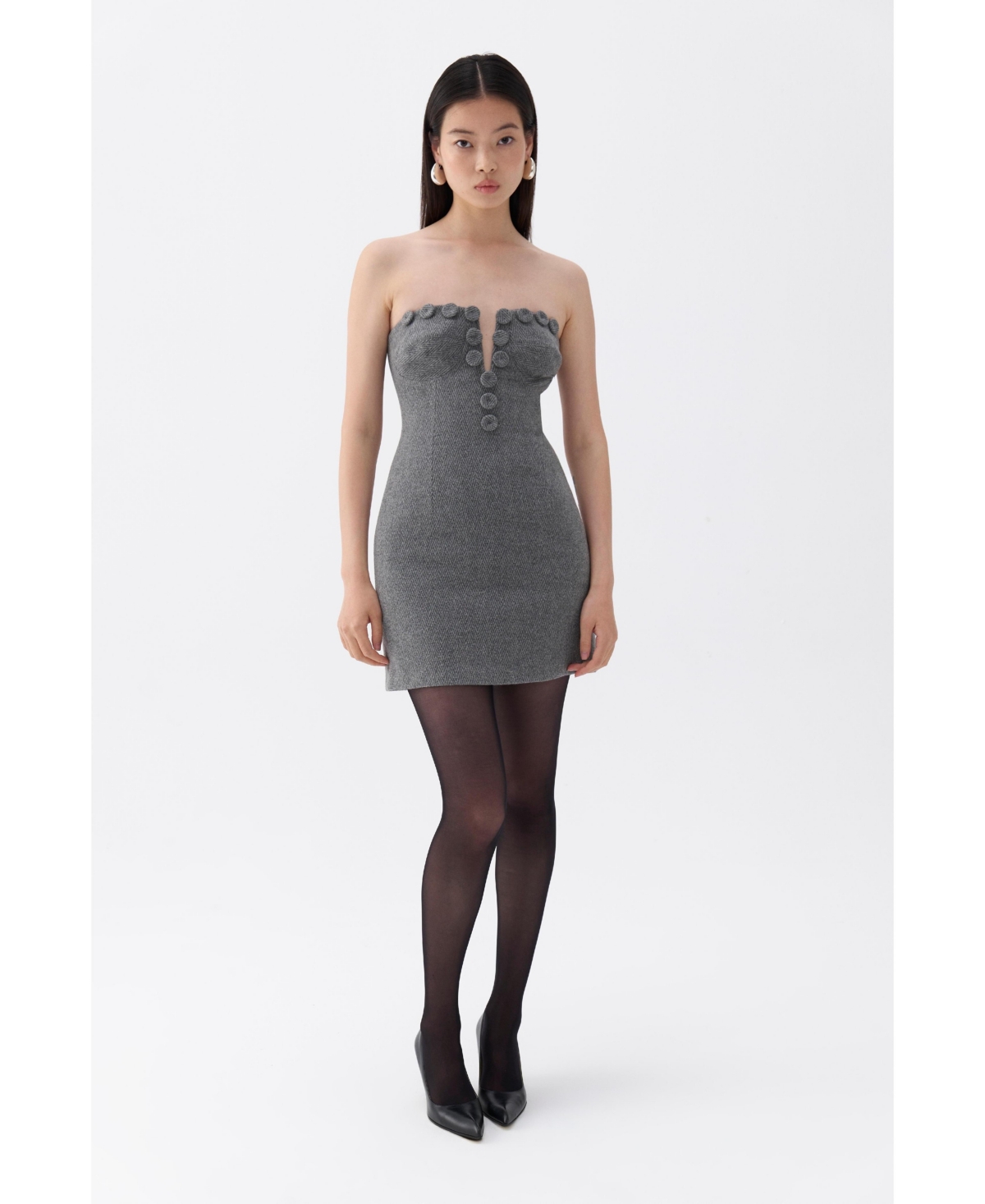 Women's Strapless Mini Dress - Grey