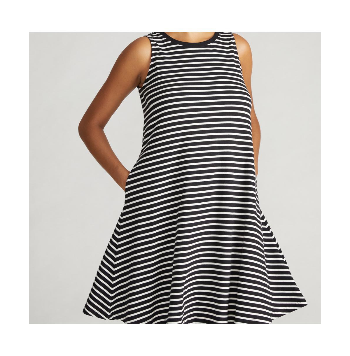 Universal Standard Plus Size Bay Breton Stripe Sleeveless Dress -white stripe