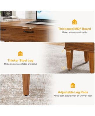 47" Computer Desk with 3 Drawers, Farmhouse Office Desk with Storage, Wood Teacher Desk Writing Table with File Drawers for Home Office, Bedroom, Study