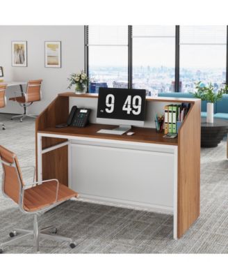 Retail Counter,Modern Front Desk Reception Room Table with Cable Grommet,Reception Desk with Counter