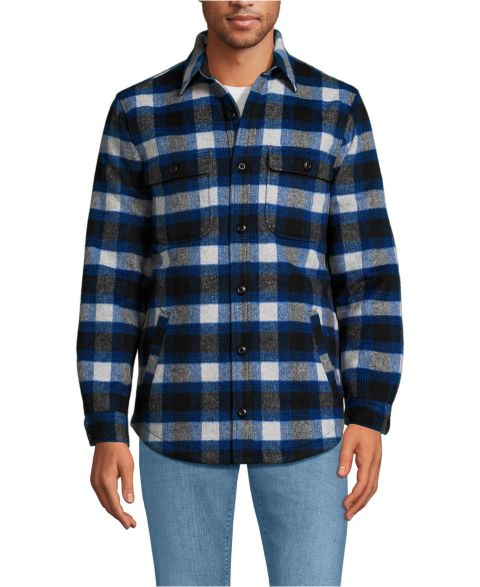 Женские куртки Lands' End Women's Men's Super Brushed Shirt Jacket