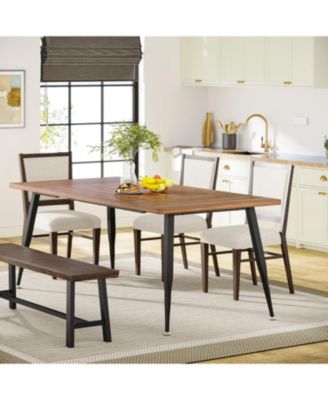 70.9 Inch Modern Faux Wood Industrial Kitchen Table Furniture with Metal Legs, Rectangular Dinner Table