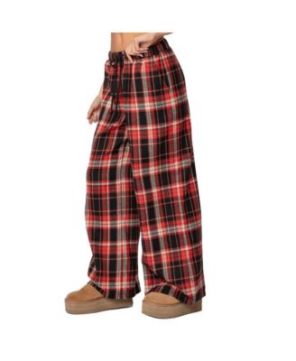 Women's Lounge Around Plaid Wide Leg Pants